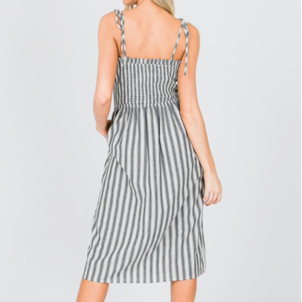 &Merci Stripe Smocked Button-Down Apron Dress